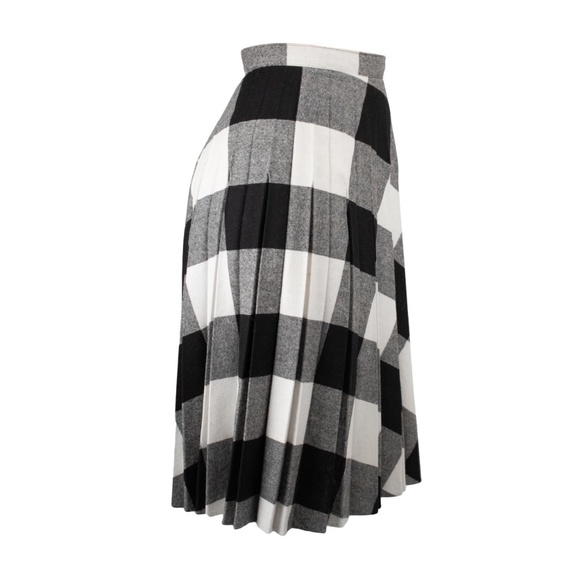 Vintage 1960’s Wool Pleated Gingham Full Skirt - Picture 2 of 3